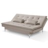 Sofá Cama Barcelona Tecido Veludo com Pés de Alumínio Klm Bege - 3