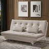 Sofá Cama Barcelona Tecido Veludo com Pés de Alumínio Klm Bege - 1