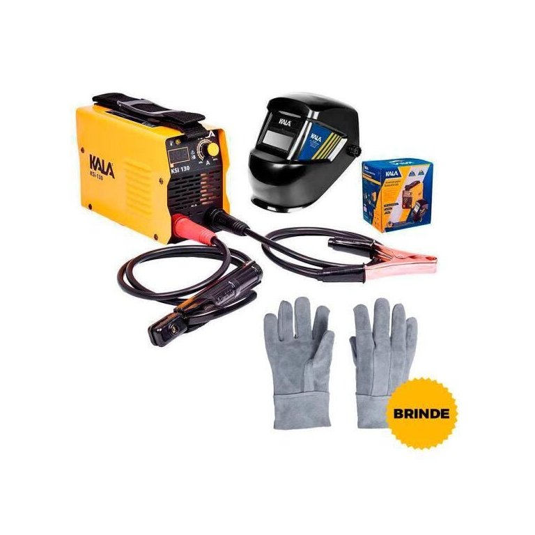 Inversora de Solda Kala Digital Ksi 130A Bivolt com Máscara e Luva Raspa