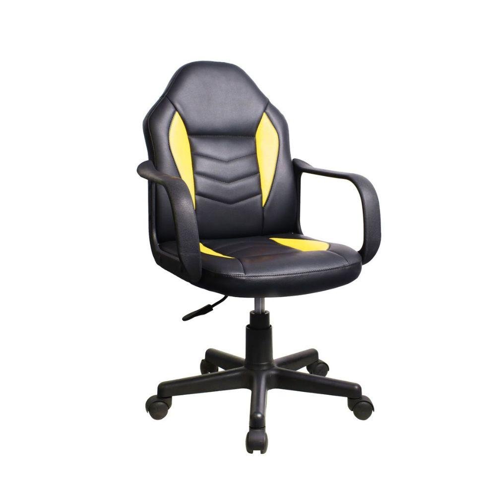 Cadeira Gamer Infantil em Couro PVC Pelegrin PEL-9354 Preto com Amarelo - 4