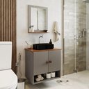 Ver imagem 5 de Gabinete Arm Banheiro Deli 2 Portas com Cuba Oxford Preta Titanium Nature