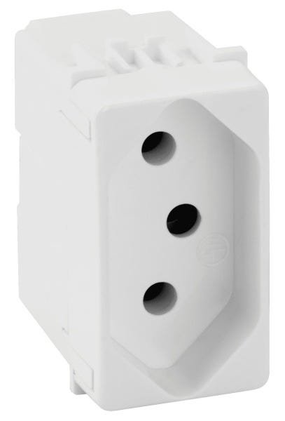 MÓDULO TOMADA 2P+T PADRÃO BRASILEIRO 10A 250V SEM OBTURADOR BRANCO - 1