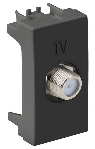 MÓDULO TOMADA COAXIAL PARA TV 75 OHMS GRAFITE FOSCO - 1