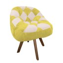 Ver imagem 2 de Poltrona Paloma Escritório Sala Giratória Madeira Suede Amarelo e Suede Bege - Dominic Decor