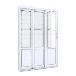 Porta de Aço de Correr 213x150 com Grade Quadrada e Postigo Facilita Lucasa  - 2