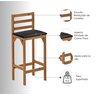 Kit 6 Banquetas Altas Madeira Maciça Assento Courino Preto Cozinha Bar Balcão - 3