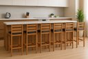 Ver imagem 1 de Kit 6 Banquetas Altas Madeira Maciça Assento Courino Preto Cozinha Bar Balcão