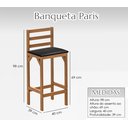 Ver imagem 4 de Kit 6 Banquetas Altas Madeira Maciça Assento Courino Preto Cozinha Bar Balcão