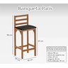 Kit 6 Banquetas Altas Madeira Maciça Assento Courino Preto Cozinha Bar Balcão - 4