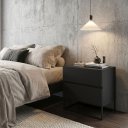 Ver imagem 1 de Mesa Cabeceira 2 Gavetas Cor Preto para Cama Casal com Pés de Ferro Estilo Industrial Preto
