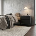 Ver imagem 4 de Mesa Cabeceira 2 Gavetas Cor Preto para Cama Casal com Pés de Ferro Estilo Industrial Preto