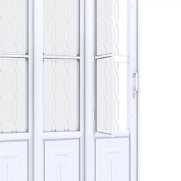 Porta de Aço de Correr Lateral com Postigo e Grade Mosaico 3 Folhas 213x150cm Facilitá Lucasa Branco - 3 Porta de Aço de Correr Lateral com Postigo e Grade Mosaico 3 Folhas 213x150cm Facilitá Lucasa Branco - 3
