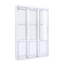 Ver imagem 1 de Porta de Aço de Correr Lateral com Postigo e Grade Mosaico 3 Folhas 213x150cm Facilitá Lucasa Branco