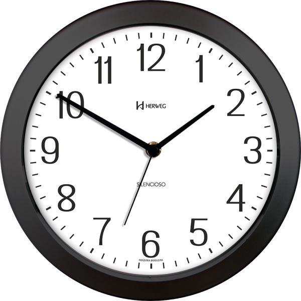 Relógio de Parede - Silencioso - 26cm - Herweg 660043: Preto - 1