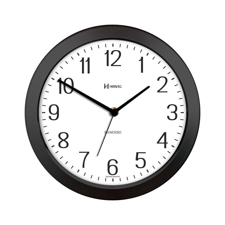 Relógio de Parede - Silencioso - 26cm - Herweg 660043: Preto