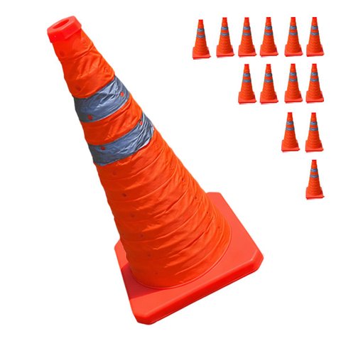 Cone Obra Retratil Estrada Kit 13 Uni Portatil Sinalizador Viario Dobravel Segurança Rodovia Guarda 
