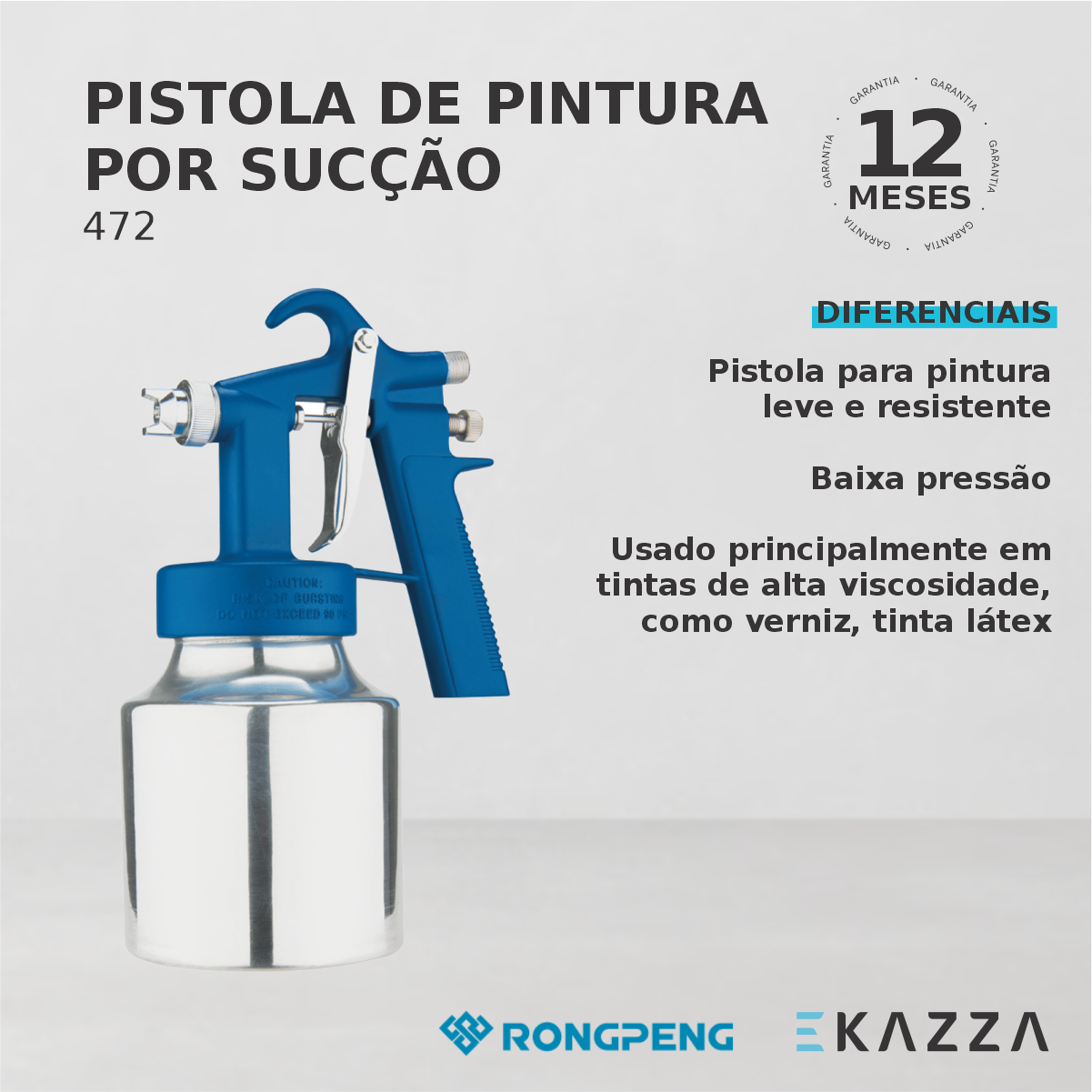 Pistola de Pintura por Sucção 472 - Baixa Pressão - RONGPENG - 3