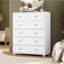 Ver imagem 4 de Cômoda para Quarto Varsóvia A04 6 Gavetas MDP e MDF Puxadores Bronze Branco Lyam Decor