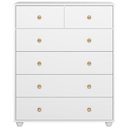 Ver imagem 3 de Cômoda para Quarto Varsóvia A04 6 Gavetas MDP e MDF Puxadores Bronze Branco Lyam Decor