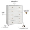 Ver mais imagens de Cômoda para Quarto Varsóvia A04 6 Gavetas MDP e MDF Puxadores Bronze Branco Lyam Decor