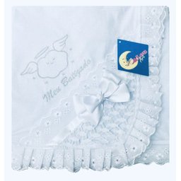 Manta para Bebê Meu Batizado Bordada Lou Art Branca - 1