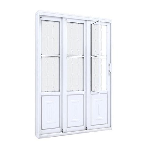 Porta de Aço de Correr 213x150 com Grade Mosaico e Postigo Facilita Lucasa