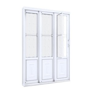 Porta de Aço de Correr 213x150 com Grade Mosaico e Postigo Facilita Lucasa