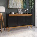 Ver imagem 1 de Buffet Aparador Ripado 3 Portas com Pés de Mdf Astúrias 136cm