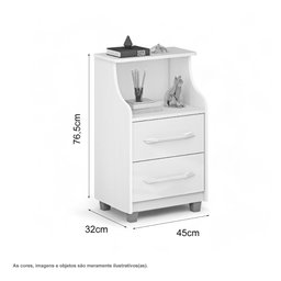Mesa de Cabeceira com 02 Gavetas Quebéc Branca - 3
