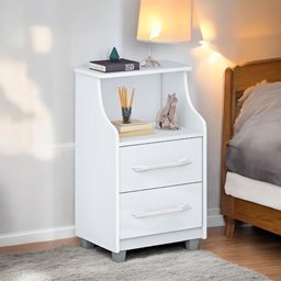 Mesa de Cabeceira com 02 Gavetas Quebéc Branca - 1