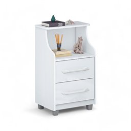 Mesa de Cabeceira com 02 Gavetas Quebéc Branca - 2