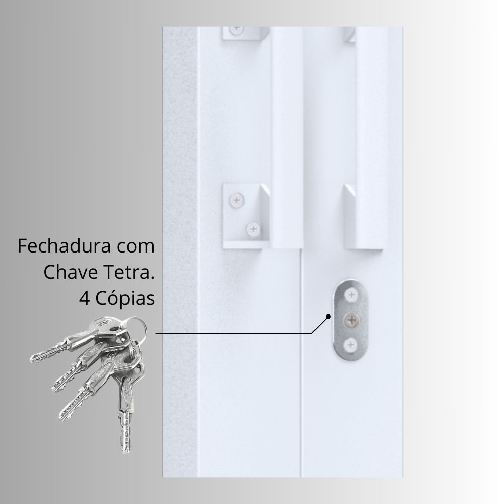 Porta de Aço de Correr 213x200 com Grade Quadrada e Postigo Facilita Lucasa  - 4