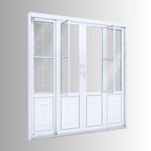 Porta de Aço de Correr 213x200 com Grade Quadrada e Postigo Facilita Lucasa 