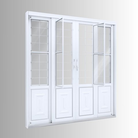 Porta de Aço de Correr 213x200 com Grade Quadrada e Postigo Facilita Lucasa