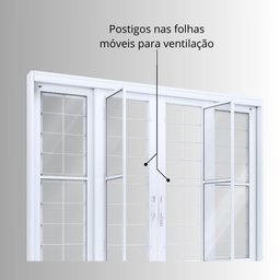 Porta de Aço de Correr 213x200 com Grade Quadrada e Postigo Facilita Lucasa  - 7