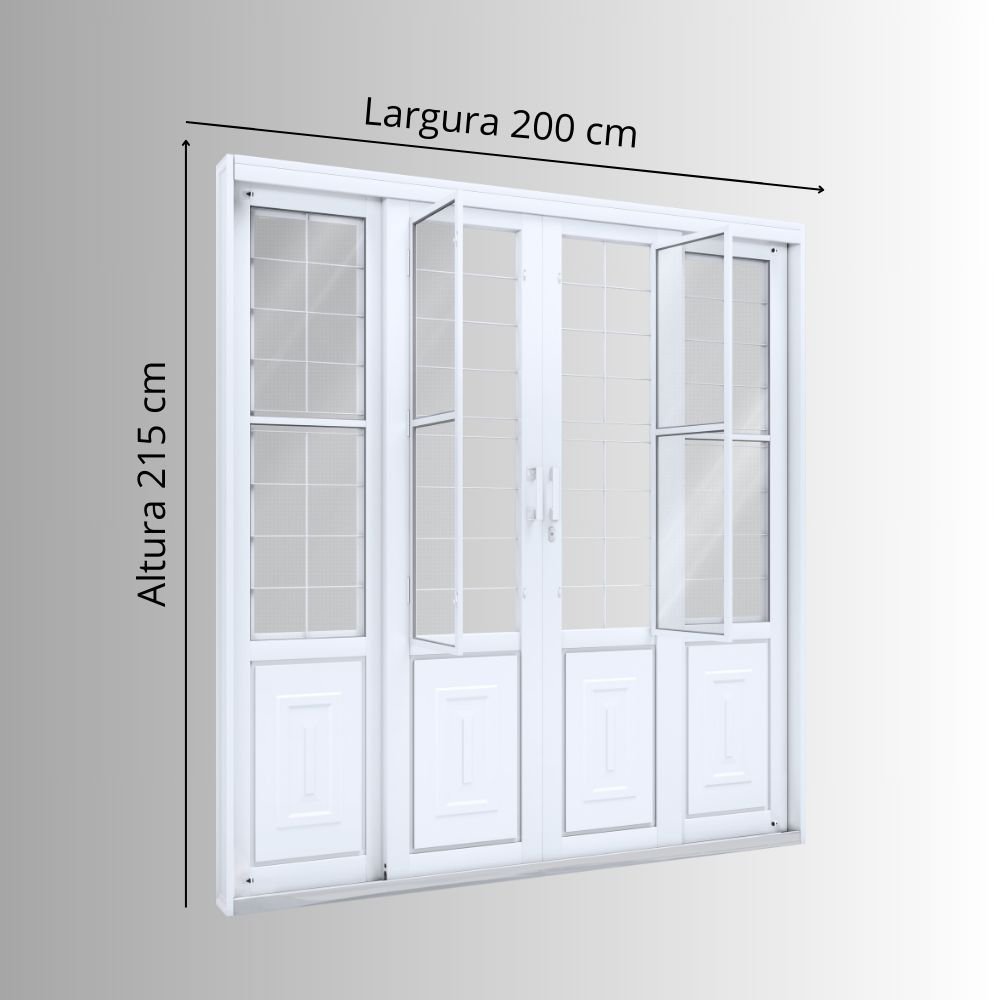 Porta de Aço de Correr 213x200 com Grade Quadrada e Postigo Facilita Lucasa  - 3