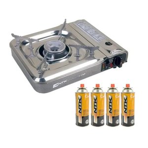 Fogareiro Cheff Inox Controle de Saída de Gas+refil Gás