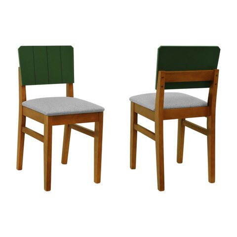 Kit 2 Cadeiras Linhas Madeira Maciça Encosto Mdf Laqueado Verde Musgo-amêndoa-linho Cinza Mescla Imp