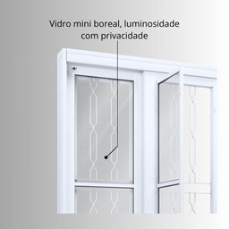 Porta de Aço de Correr 213x200cm 4 Folhas com Grade Mosaico e Vidro Liso Facilita Lucasa Branco - 10