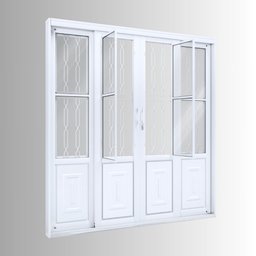Porta de Aço de Correr 213x200cm 4 Folhas com Grade Mosaico e Vidro Liso Facilita Lucasa Branco - 3