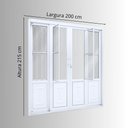 Ver imagem 4 de Porta de Aço de Correr 213x200cm 4 Folhas com Grade Mosaico e Vidro Liso Facilita Lucasa Branco