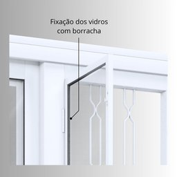 Porta de Aço de Correr 213x200cm 4 Folhas com Grade Mosaico e Vidro Liso Facilita Lucasa Branco - 7