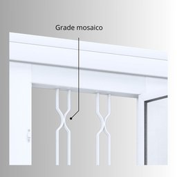 Porta de Aço de Correr 213x200cm 4 Folhas com Grade Mosaico e Vidro Liso Facilita Lucasa Branco - 8