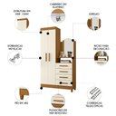 Ver imagem 3 de Guarda Roupa Cômoda com Espelho 103cm Maite A02 Off/cinamomo - Mpozenato