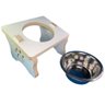 Comedouro Ergonômico Elevado para Gato MDF com vasilha Inox: Branco - 6