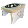 Comedouro Ergonômico Elevado para Gato MDF com vasilha Inox: Branco - 2