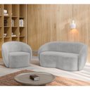 Ver imagem 2 de Sofá 3 Lugares Living 180cm e 1 Poltrona Giratória Garbin K04 Veludo Cinza - Mpozenato