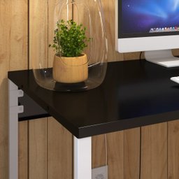 Mesa Escritório Home Office de Apoio 120x60 Preta Branca - 6