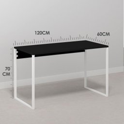 Mesa Escritório Home Office de Apoio 120x60 Preta Branca - 7
