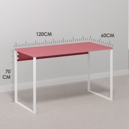 Mesa Escritório Home Office Rose de Apoio 120x60 Rosa Branca - 7
